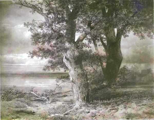 Oaks On River Bank by Alexei Kondratevich Savrasov