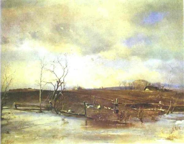 Spring. Kitchen Gardens by Alexei Kondratevich Savrasov