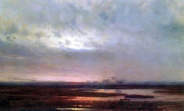 Sunset Above Marsh by Alexei Kondratevich Savrasov Oil Painting Reproductions