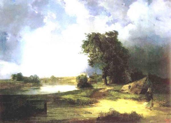 View Of The Kremlin From The Krimsky Bridge In Inclement Weather by Alexei Kondratevich Savrasov