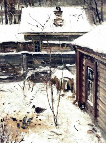 Yard. Winter by Alexei Kondratevich Savrasov