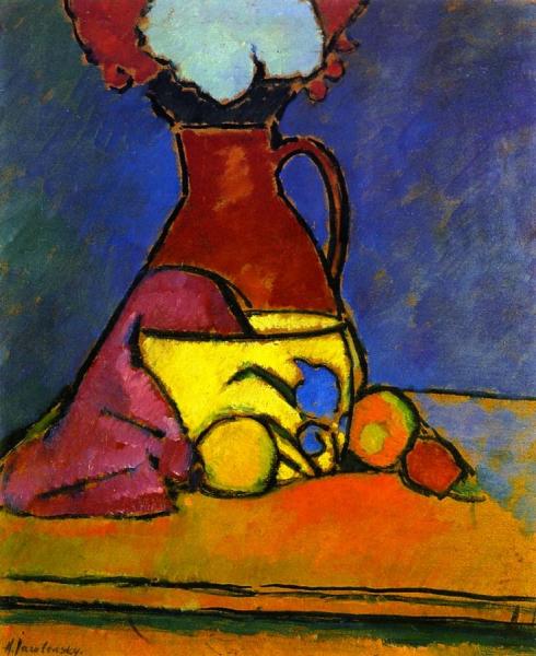 Brown Jug With Fruit by Alexej Von Jawlensky