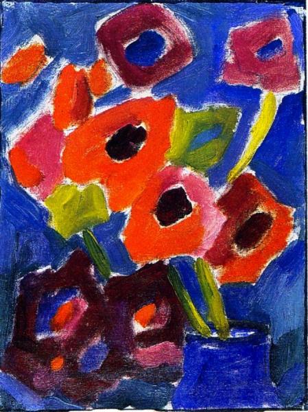 Flowers In A Blue Vase by Alexej Von Jawlensky