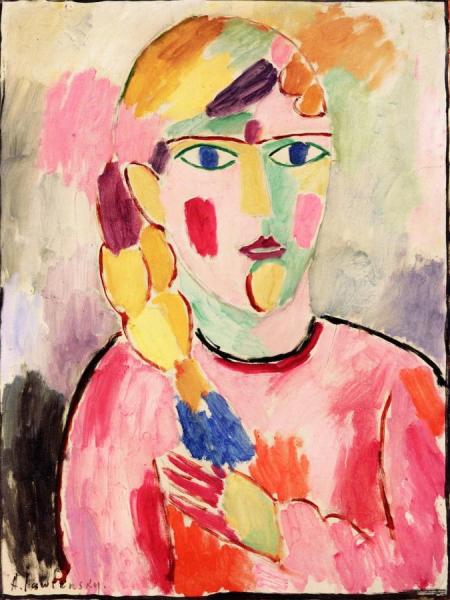 Girl With Blue Eyes And A Ponytail by Alexej Von Jawlensky