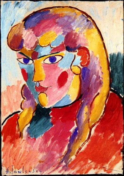 Girl With Blue Eyes And Two Plaits by Alexej Von Jawlensky