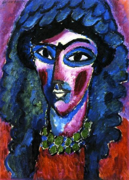 Head In Wine Red And Green by Alexej Von Jawlensky