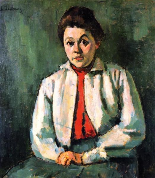 Helene In Red Waistcoat by Alexej Von Jawlensky