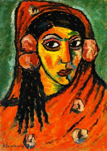 Spanish Woman With Red Veil by Alexej Von Jawlensky