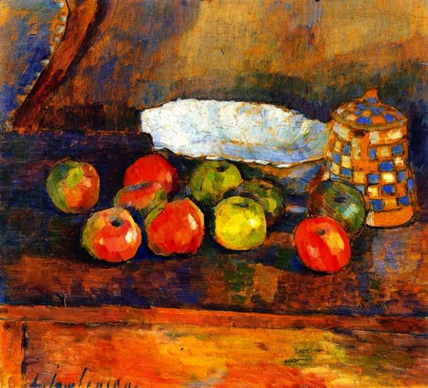 Still Life With Apples, Blue Bowl And Coffee Pot by Alexej Von Jawlensky