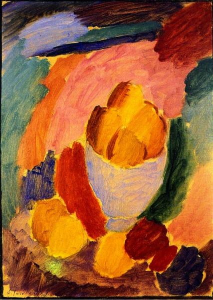 Still Life With Bowl And Apples by Alexej Von Jawlensky