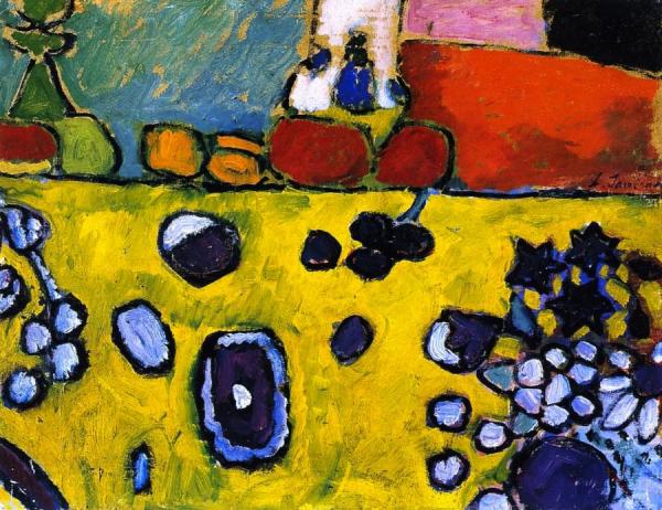 Still Life With Colored Tablecloth by Alexej Von Jawlensky