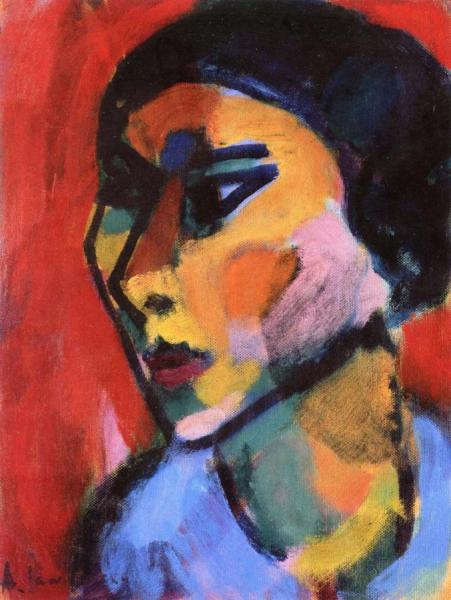 Woman's Head In Three Quarter Profile by Alexej Von Jawlensky