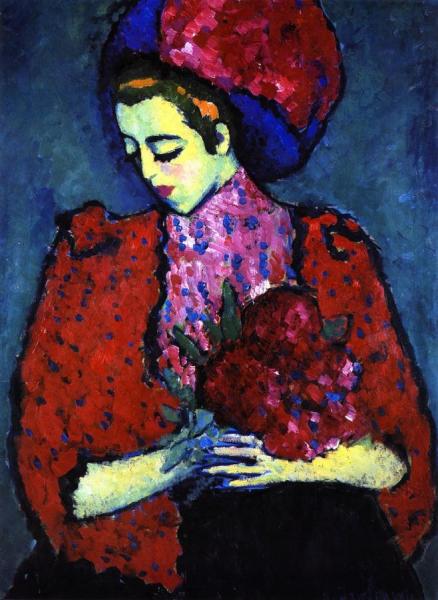 Young Woman With Peonies by Alexej Von Jawlensky
