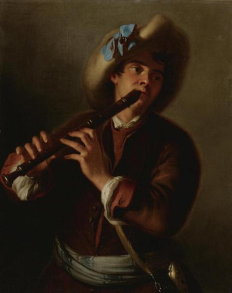 Portrait Of A Young Man Playing The Recorder by Alexis Grimou Oil Painting Reproductions