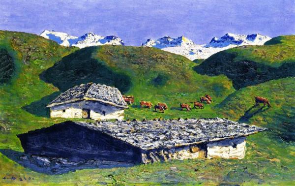 Alpine Pastures And Glaciers by Alfons Walde