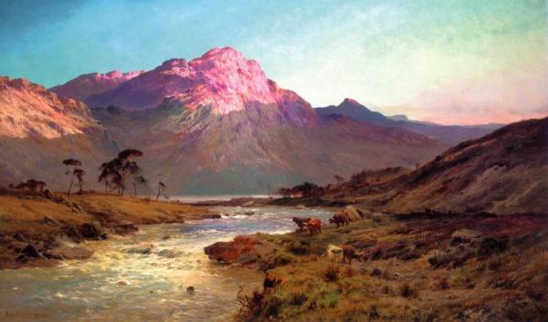 A Rosy Morn, Near Aberdeen by Alfred De Breanski, Sr.