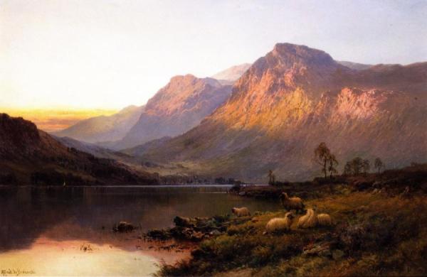 Evening Glow, Ben More by Alfred De Breanski, Sr.