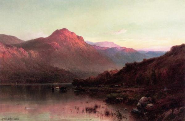 Loch Katrine At Sunset by Alfred De Breanski, Sr.