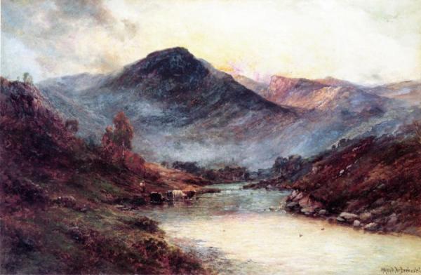 Sunset In The Highlands by Alfred De Breanski, Sr. Oil Painting Reproductions