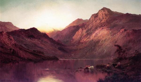 Sunset On The Loch by Alfred De Breanski, Sr.