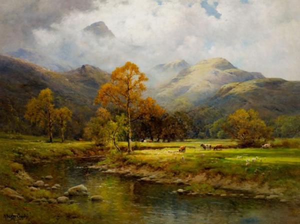 Alfred De Breanski, Sr. The English Lakes, Autumn In Easedale
