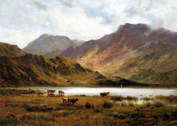 The Glyders From Llyn Ogwen by Alfred De Breanski, Sr. Oil Painting Reproductions