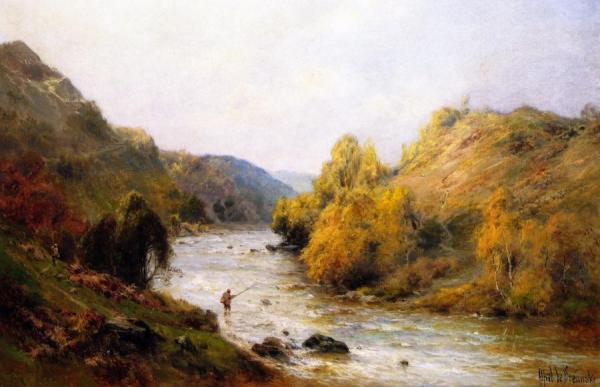 Alfred De Breanski, Sr. The Golden Valley, Fishing On The Dee