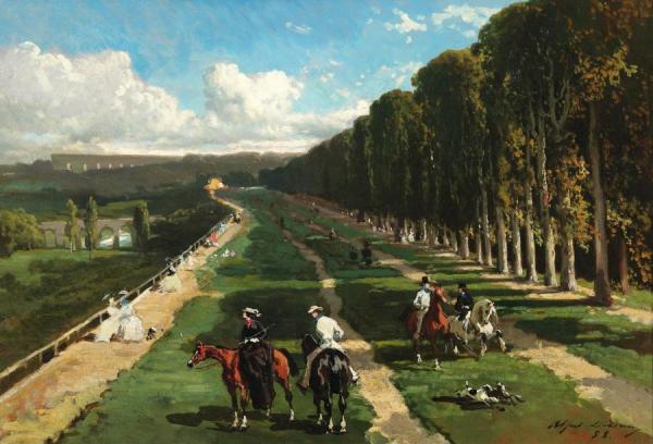 L'allÉe Cavaliere Sur Las Terrasse De Saint-germain by Alfred De Dreux