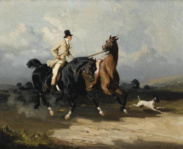 Alfred De Dreux Two Horses Galoping
