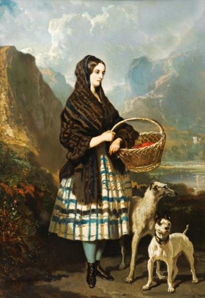 Alfred De Dreux Young Woman With A Dog