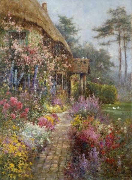 A Garden In July by Alfred Fontville De Breanski Oil Painting Reproductions