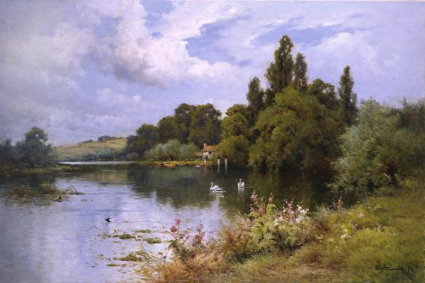 A Reach At The Thames Above Goring by Alfred Fontville De Breanski
