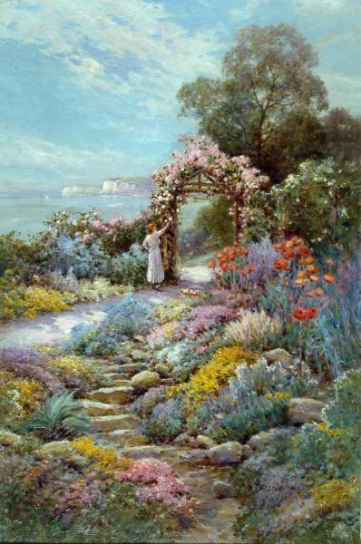 A Rock Garden by Alfred Fontville De Breanski Oil Painting Reproductions