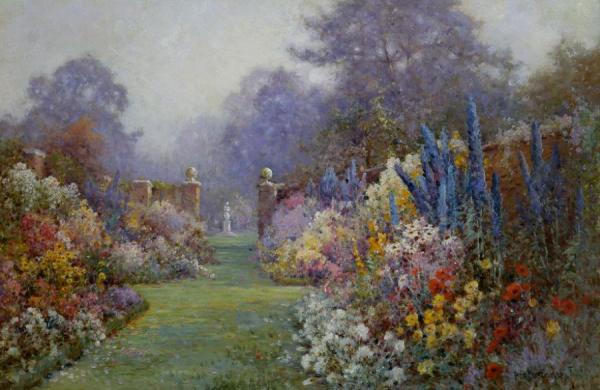 A Summer Garden by Alfred Fontville De Breanski