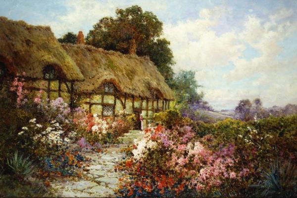 Ann Hathaway's Cottage by Alfred Fontville De Breanski Oil Painting Reproductions