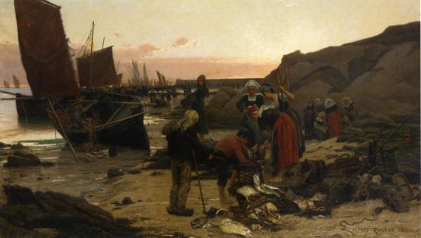 Reeling In The Catch by Alfred Guillou Oil Painting Reproductions