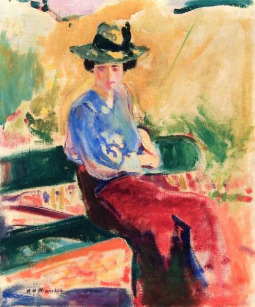 Figure On Bench by Alfred Henry Maurer