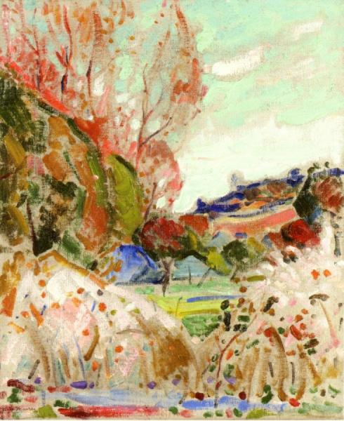 Landscape In Green And Pink by Alfred Henry Maurer
