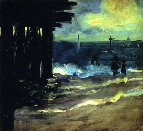 Rockaway Beach With Pier by Alfred Henry Maurer