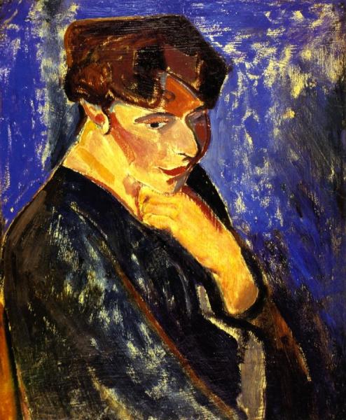 Woman With Blue Background by Alfred Henry Maurer