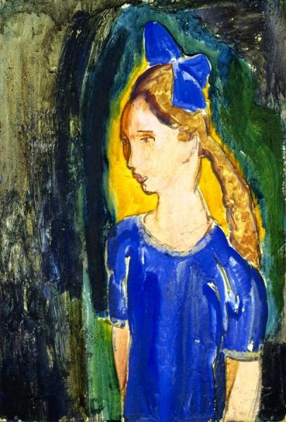 Young Girl With Blue Bow by Alfred Henry Maurer Oil Painting Reproductions