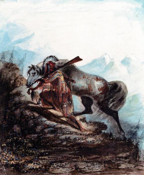 An Indian With The Scalp Lock Of His Enemy by Alfred Jacob Miller