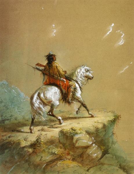 Crow Indian On The Lookout by Alfred Jacob Miller