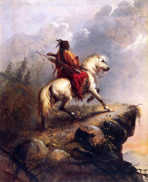 Crow Indian On The Lookout by Alfred Jacob Miller