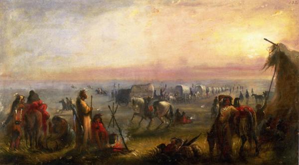 Departure Of The Caravan At Sunrise by Alfred Jacob Miller