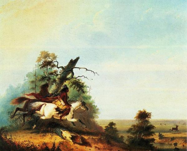 Elk Swimming The Platte by Alfred Jacob Miller