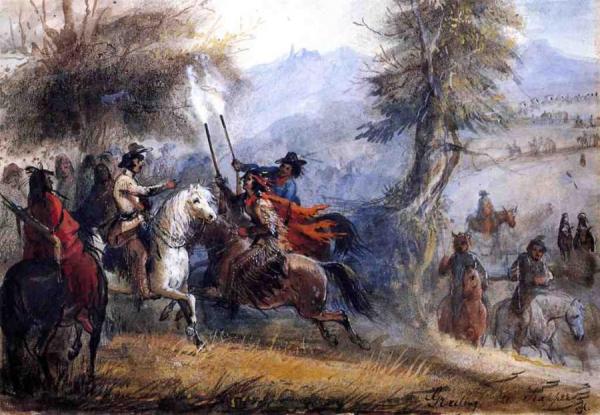 Greeting The Trappers by Alfred Jacob Miller