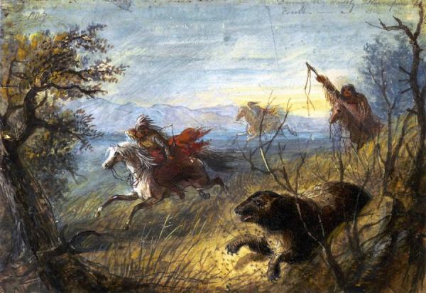 Grizzly Bear Hunt by Alfred Jacob Miller Oil Painting Reproductions