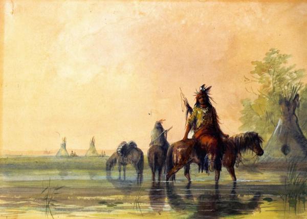 Indian Village by Alfred Jacob Miller