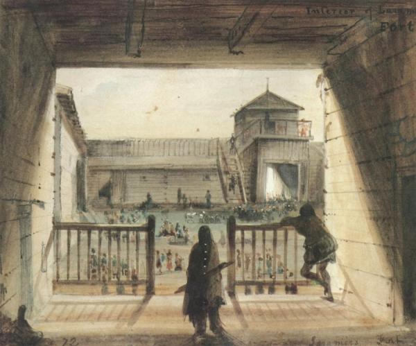 Interior Of Fort Laramie by Alfred Jacob Miller